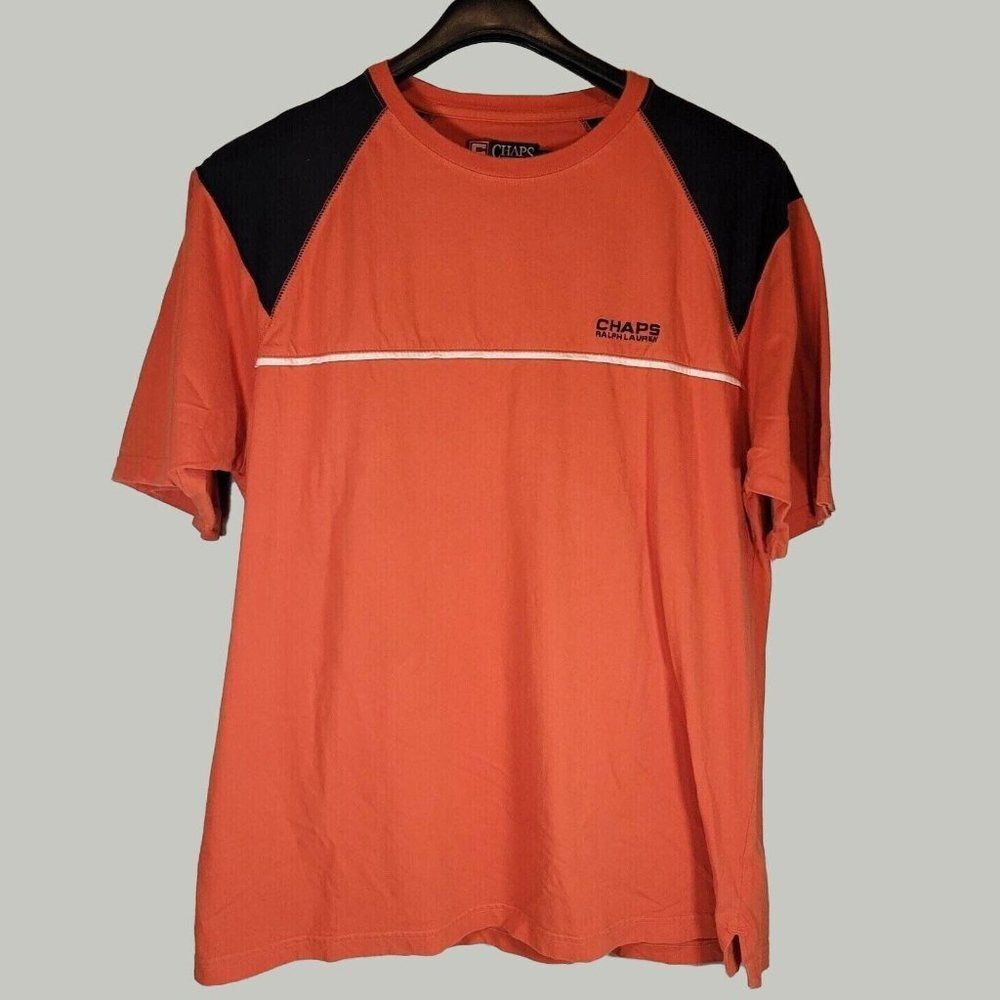 Vintage Chaps Ralph Lauren Shirt Mens XL Orange Single Stripe Classicore Tee